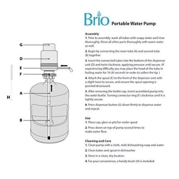 Brio Portable Water Dispenser Universal Fit Manual Drinking Water Pump NEW NIB - Picture 8 of 10